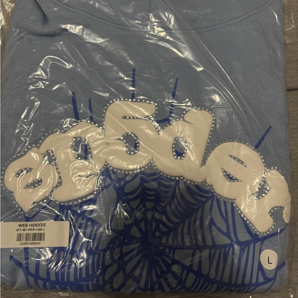 Blue and White Spider Web Hoodie